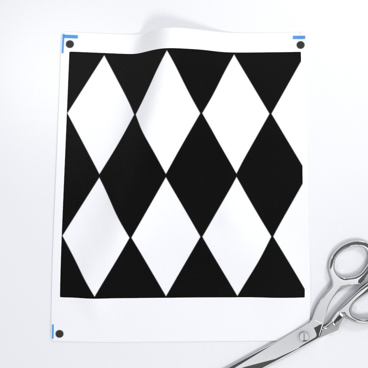 Diamonds Black & White Diamond Geometric Check Custom Printed Fabric by Spoonflower Various Fabrics by the Yard or Fat Quarter